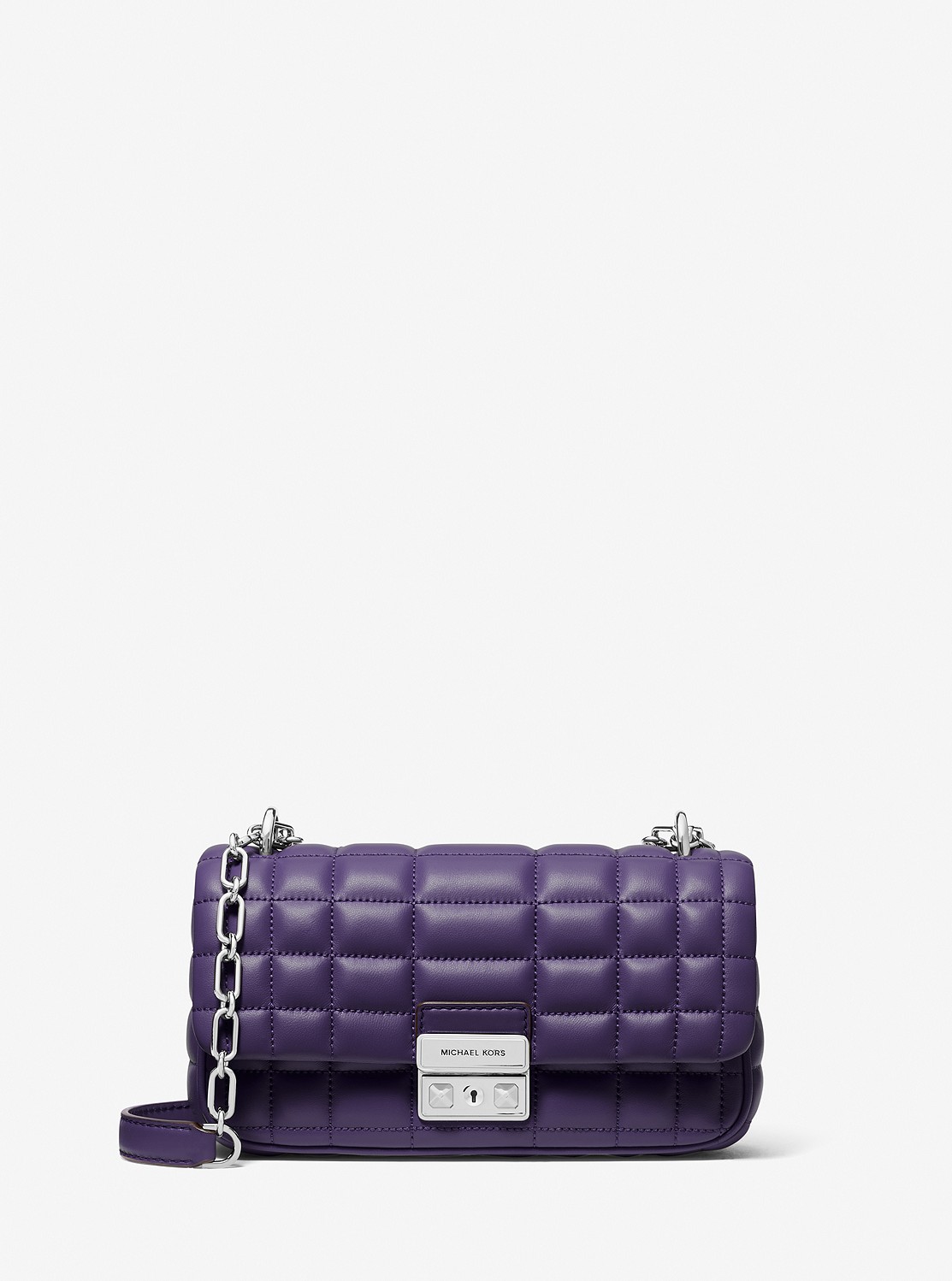 ❤️新品❤️MICHAEL KORS キルテッドレザー ショルダーバッグ パープル 公式アウトレット】TRIBECA キルテッドレザー ショルダー