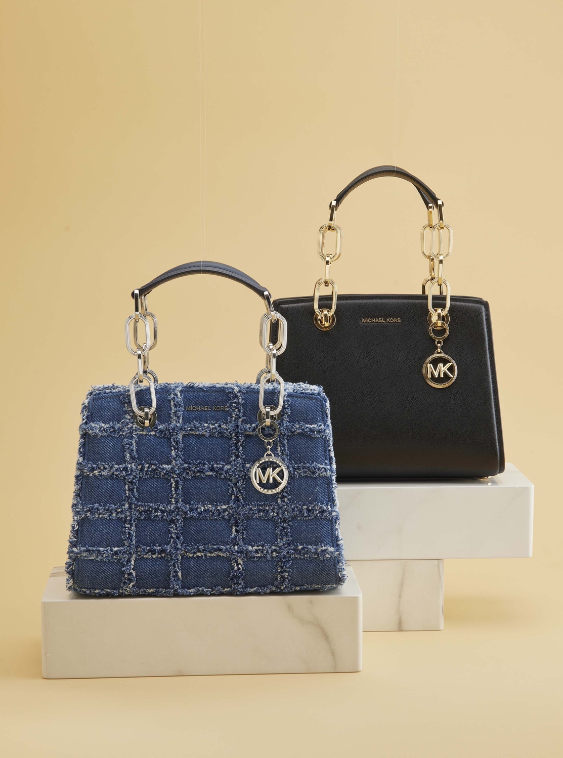MICHAEL KORS フレイドデニムサッチェル スモール 公式アウトレット】CYNTHIA フレイドデニム サッチェル スモール