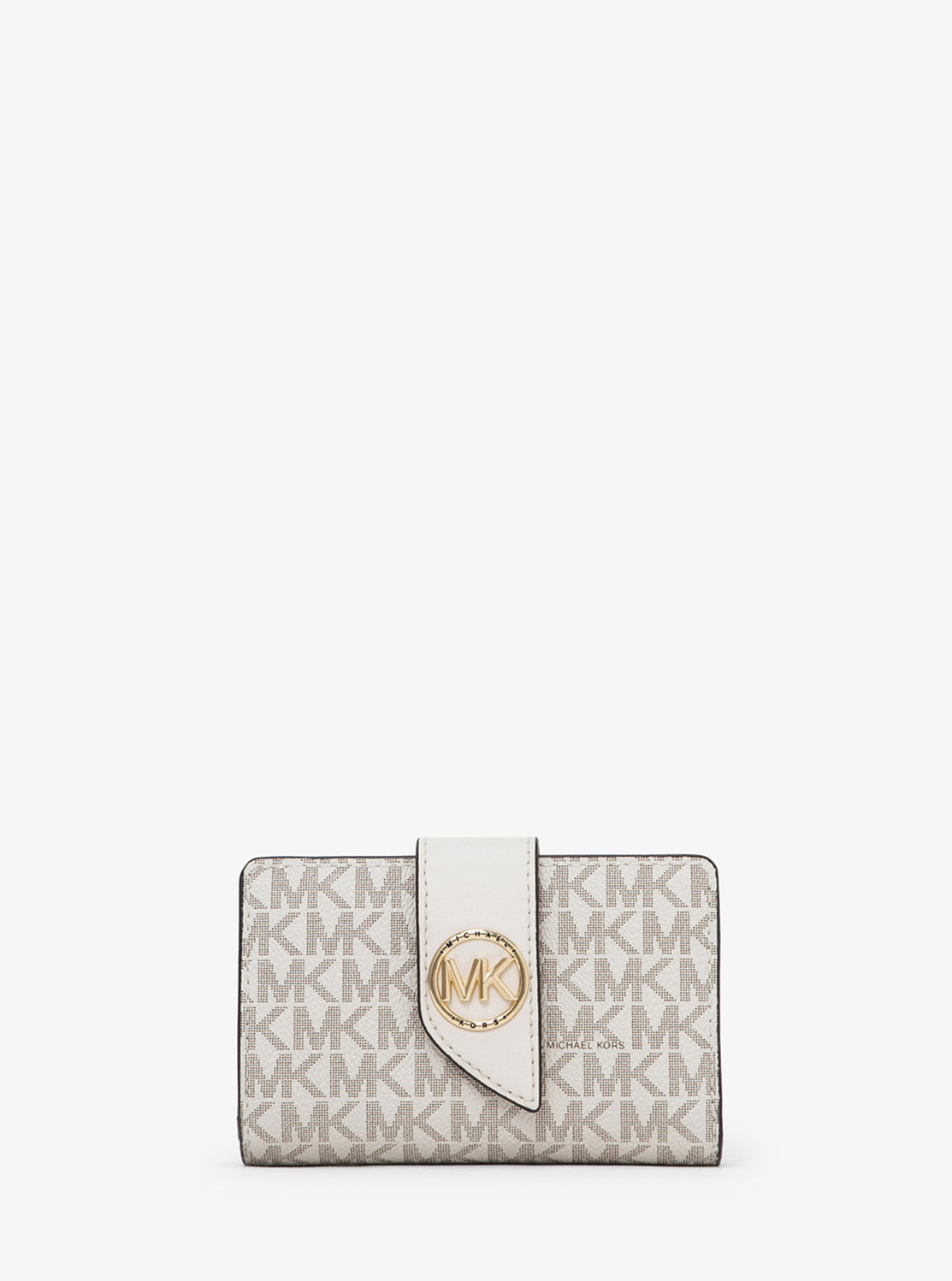 マイケルコース☆新品☆ GREENWICH レザー ミディアム 折り財布/グレー 公式アウトレット】GREENWICH タブ ジップアラウンド ウォレット