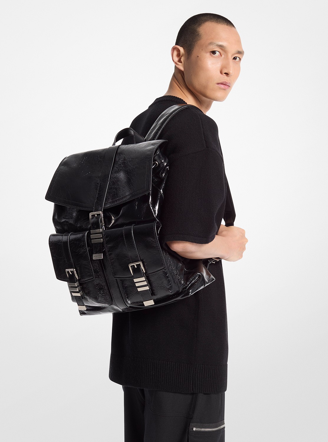 MICHAEL KORS マイケルコース ブラック レザーバックパック BEX(ベックス) ペブルレザー バックパック ミディアム | バック