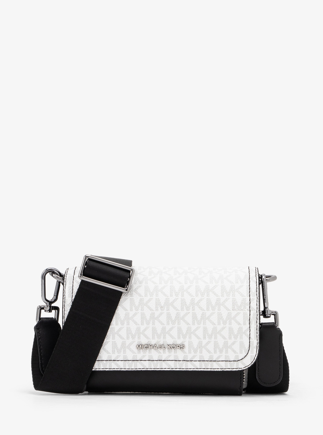 【美品】MICHAEL KORS マイケルコースボディバッグ ホワイト•ブラック マイケルコース MICHAEL KORS ロゴボディバッグ ホワイト ブラック
