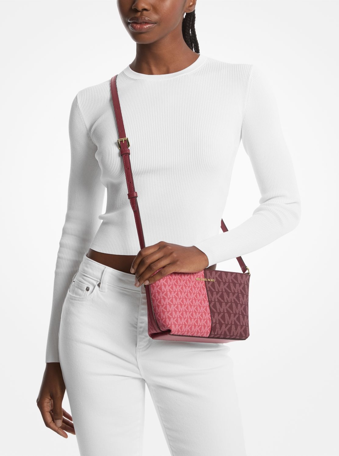 【MICHAEL KORS】SALE★ Jet Setスモールフォンクロスボディ Jet Set Small Logo Smartphone Convertible Crossbody Bag