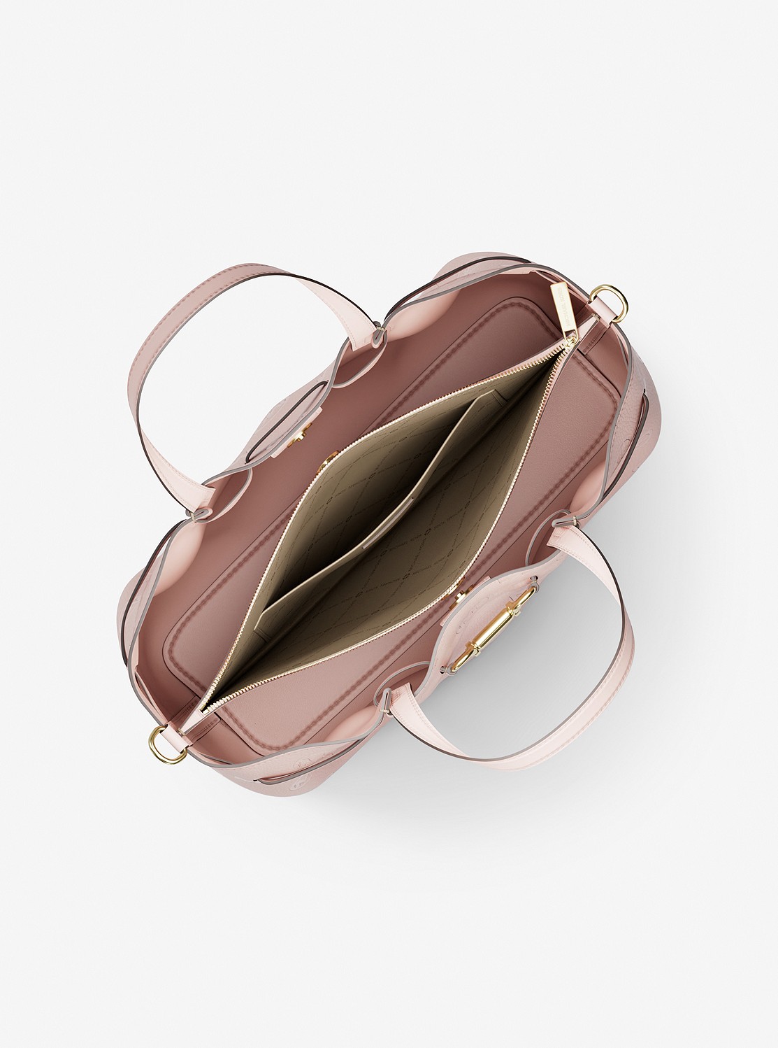 新品 マイケルコース CARSON エンボスロゴ センタージップ バッグ 茶 公式アウトレット】CARSON クロコダイル エンボス センタージップ