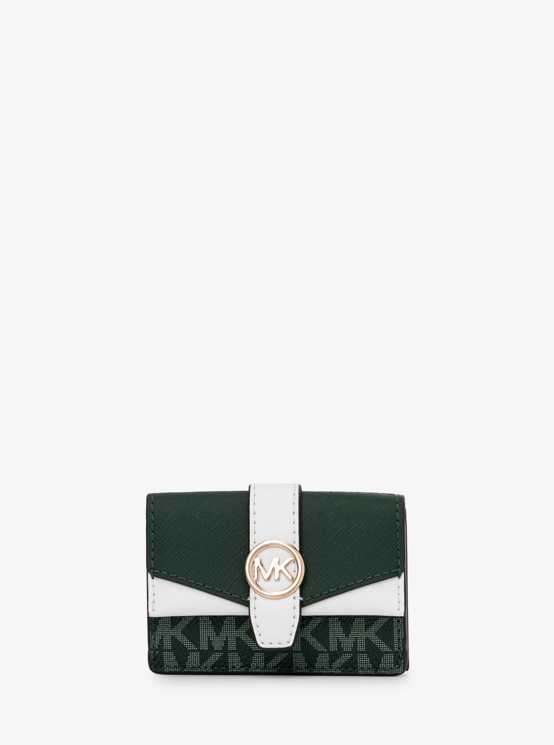 【新品】 マイケルコース 二つ折り 財布 MK シグネチャー ホワイト ピンク 新品】 マイケルコース 二つ折り 財布 MK シグネチャー ホワイト