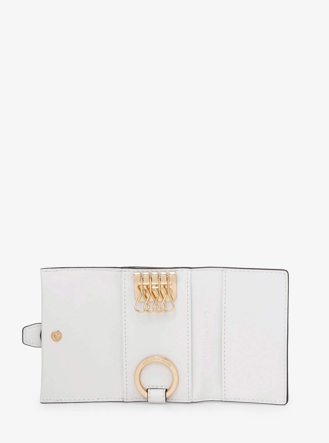 新品☆MICHAEL KORS  キーケース　ホワイト  レザー キーケース 公式アウトレット】GREENWICH フラップ キーケース スモール - MK