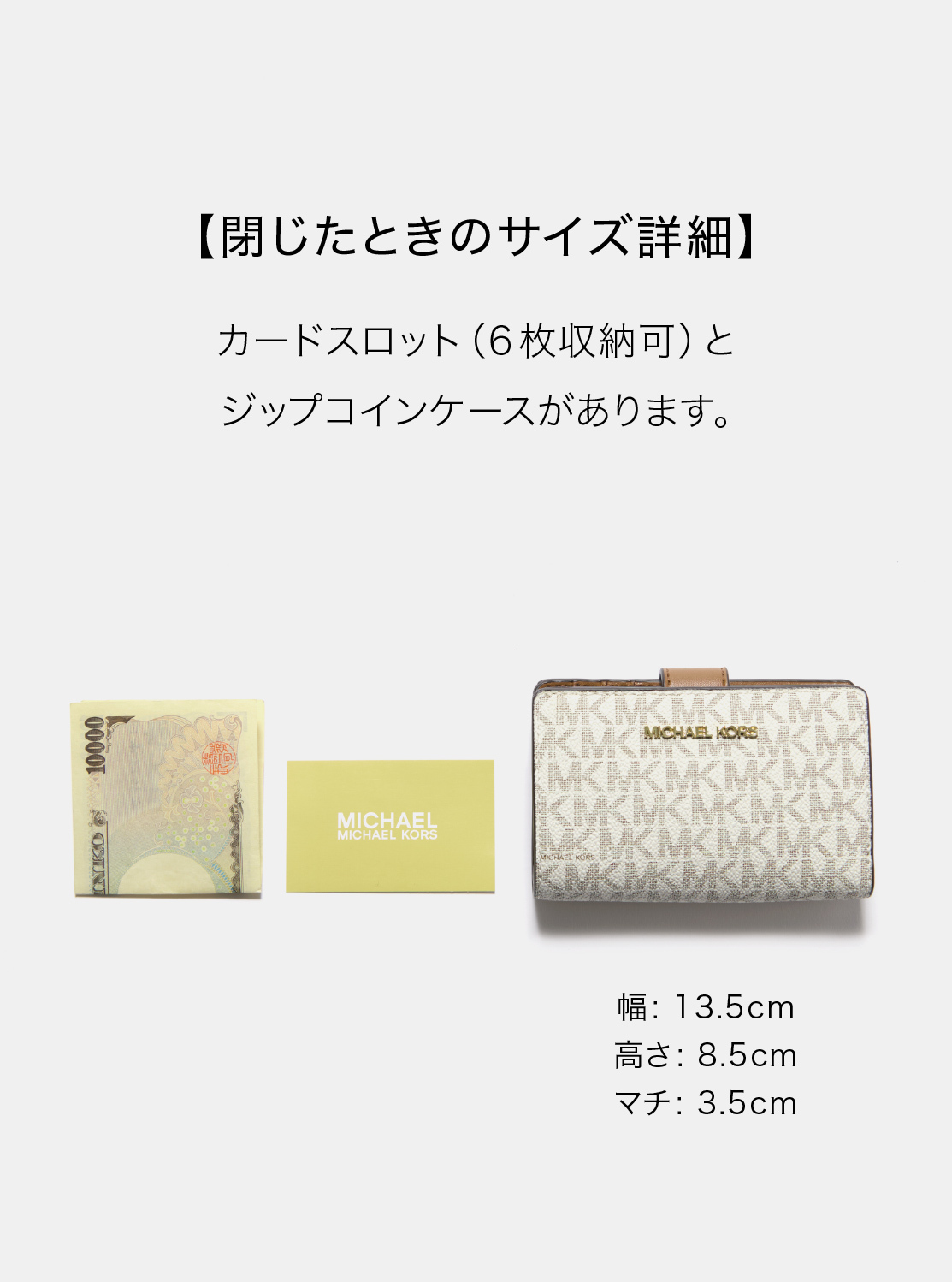 JET SET TRAVEL ビルフォールド ジップ コンパクト ウォレット ミディアム - MKシグネチャー