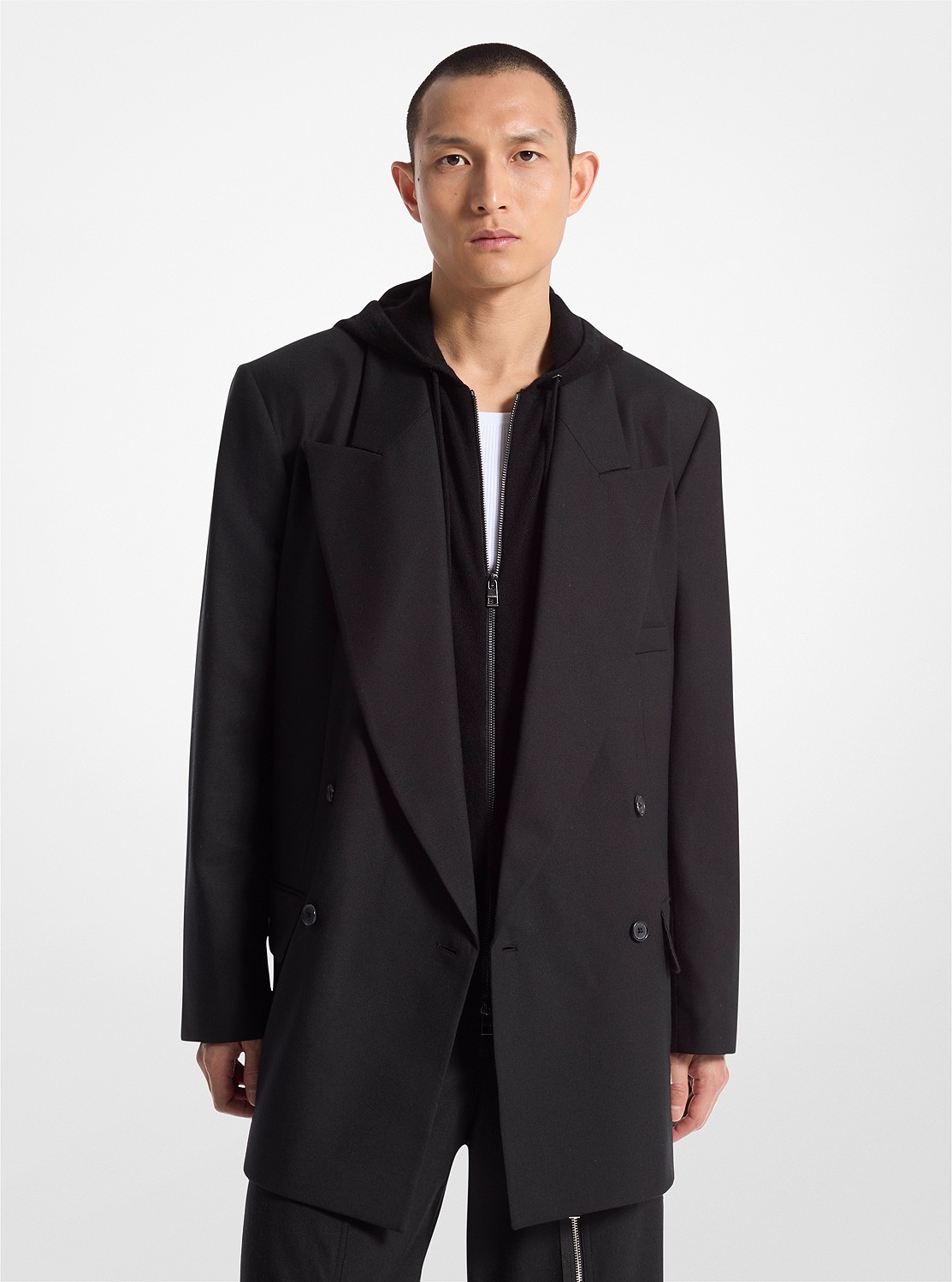 ストレッチ フランネル ダブルブレスト ブレザー