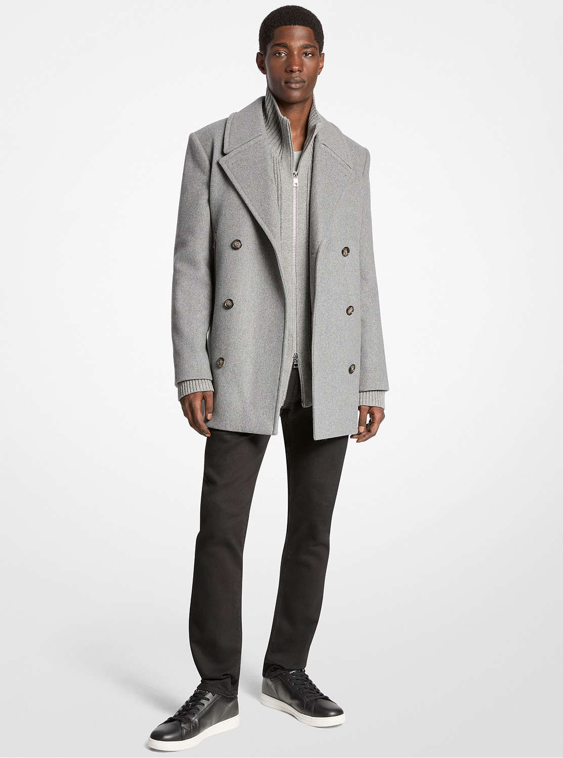 最終値下げ！　新品　未使用　MICHAEL KORS オーバーピーコート 公式アウトレット】ジップポケット ピーコート - ウェア|マイケル