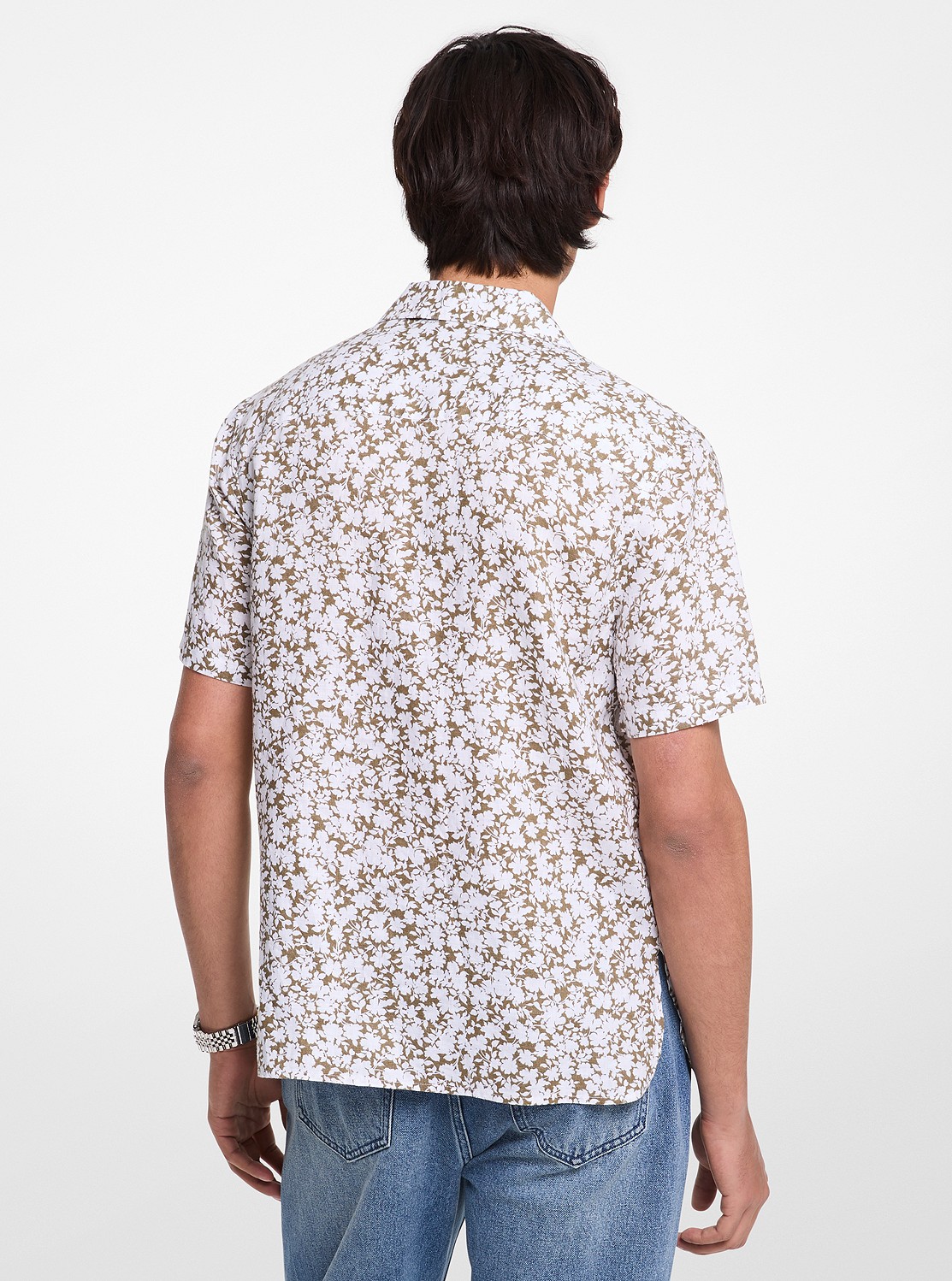 フローラル リネン キャンプ シャツ