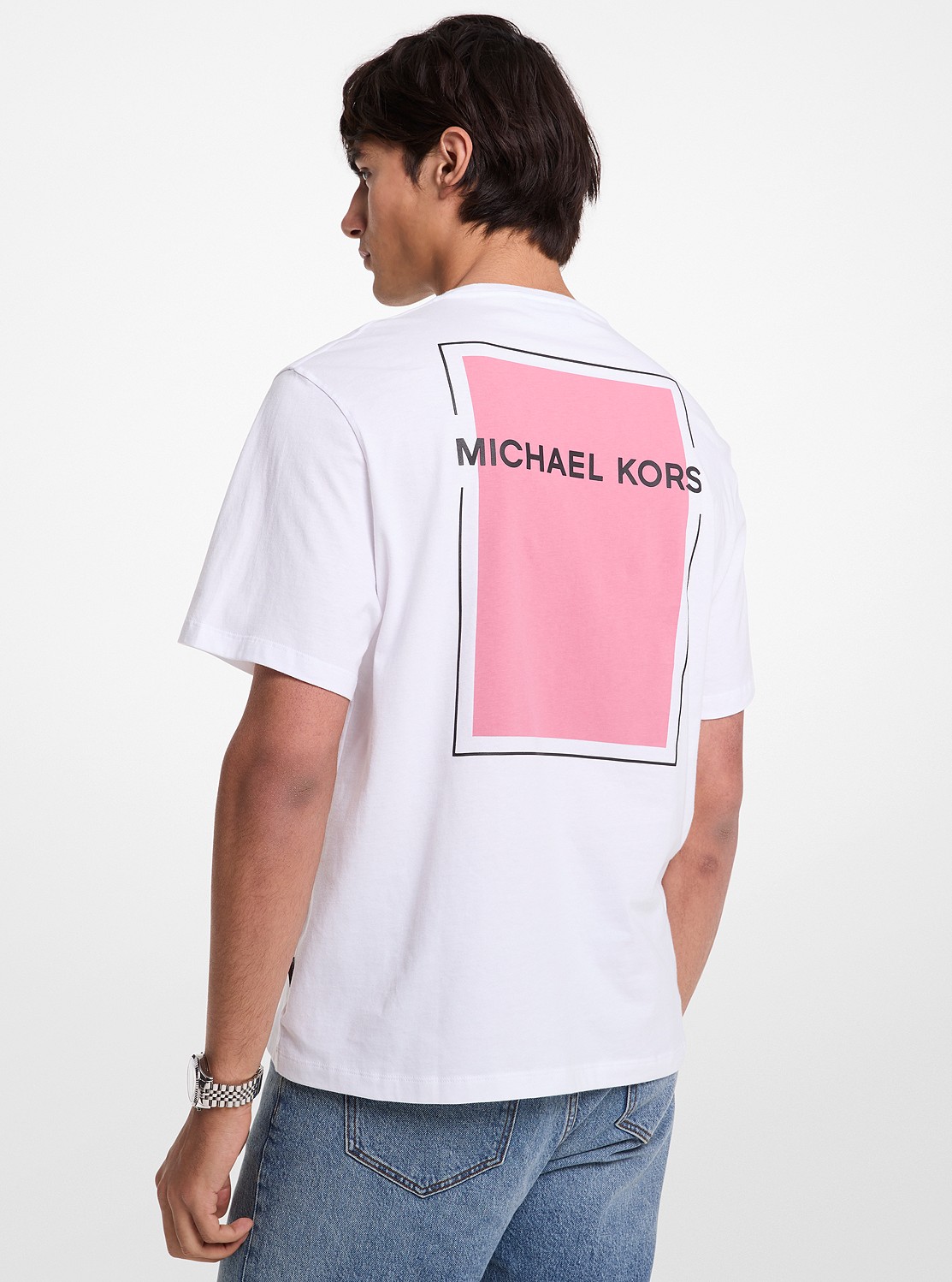 Michael Kors☆グラフィック ロゴラベル コットン Tシャツ 公式アウトレット】グラフィック ロゴ コットン Tシャツ