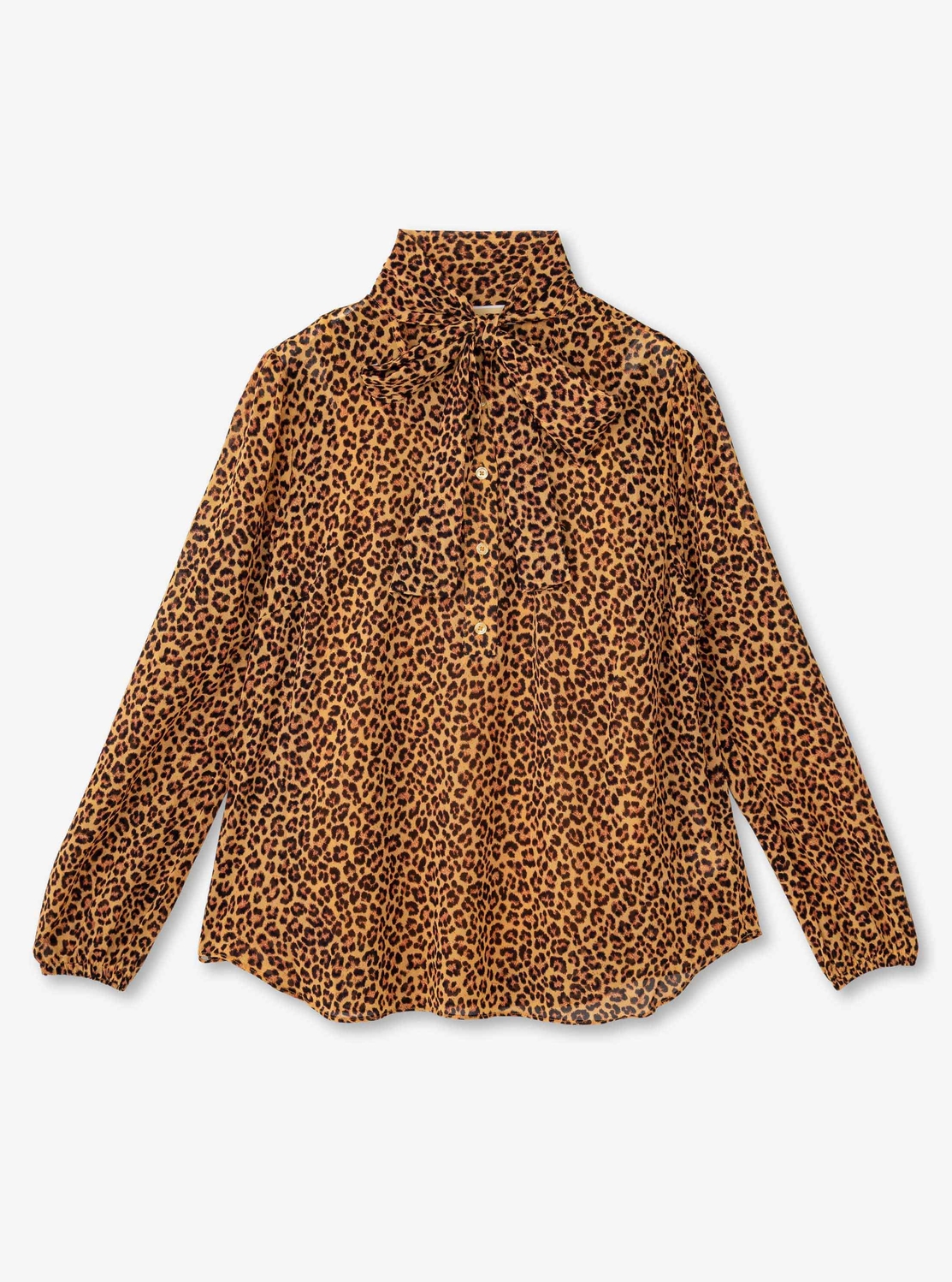チータープリント ボウ ブラウス