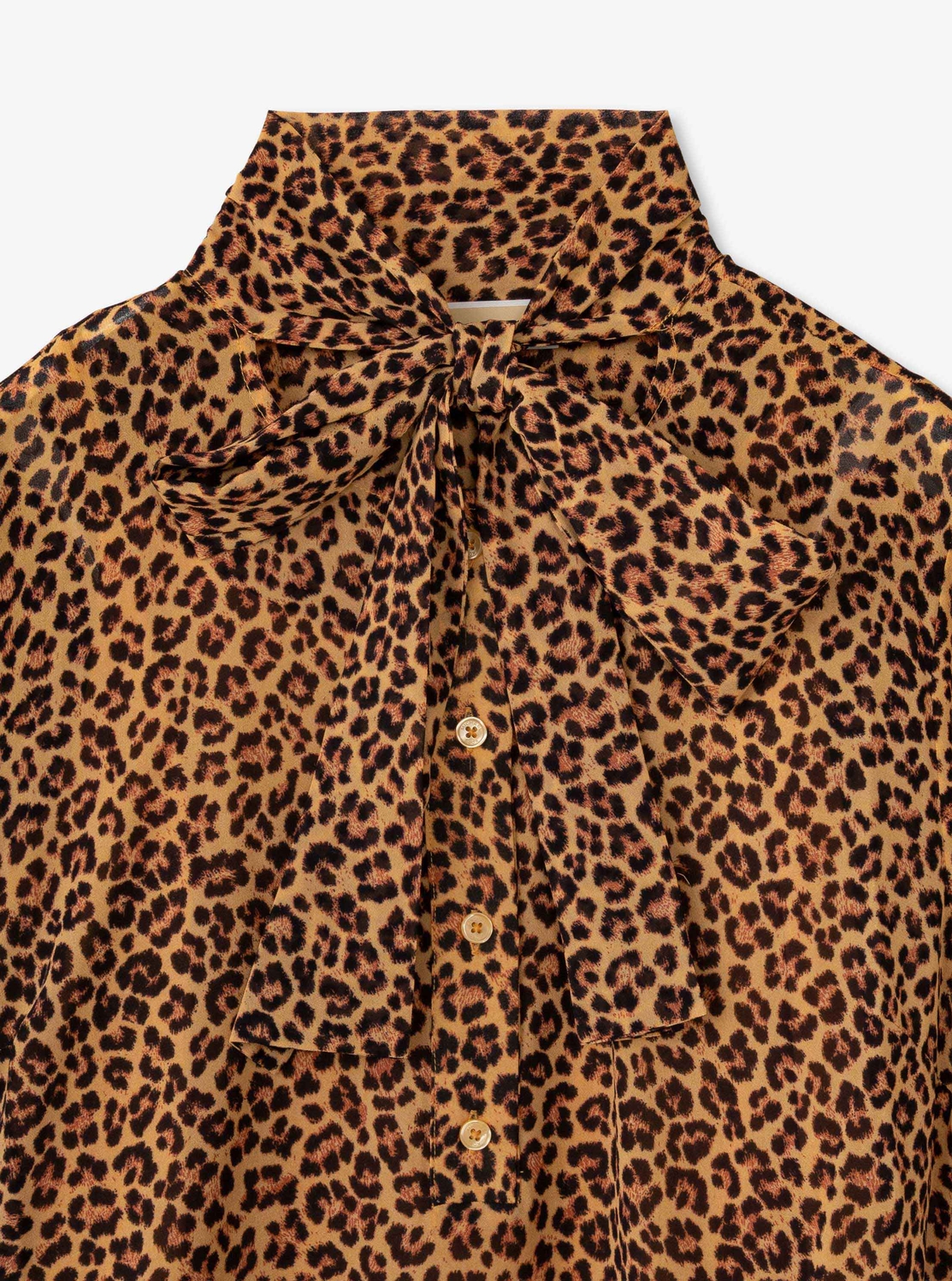 チータープリント ボウ ブラウス