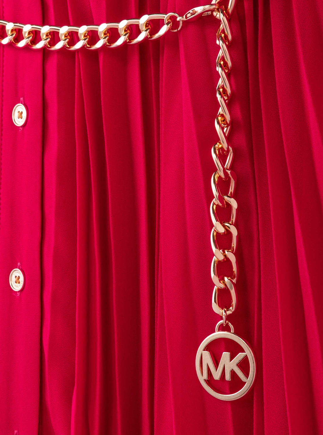 ソリッド プリーツ ロングスリーブ ミディ ドレス