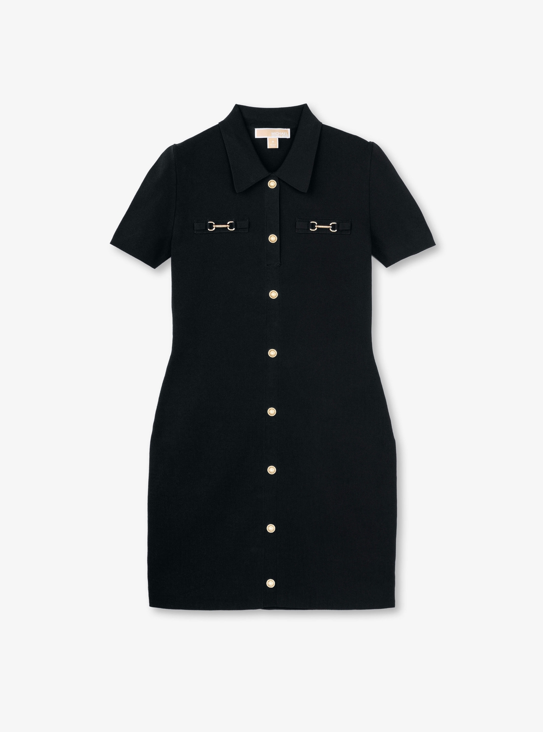 美品◎MICHAEL KORS ニーレングス フレアポロ ドレス ブラック XS マイケルコース ニーレングス フレア ポロ ドレス
