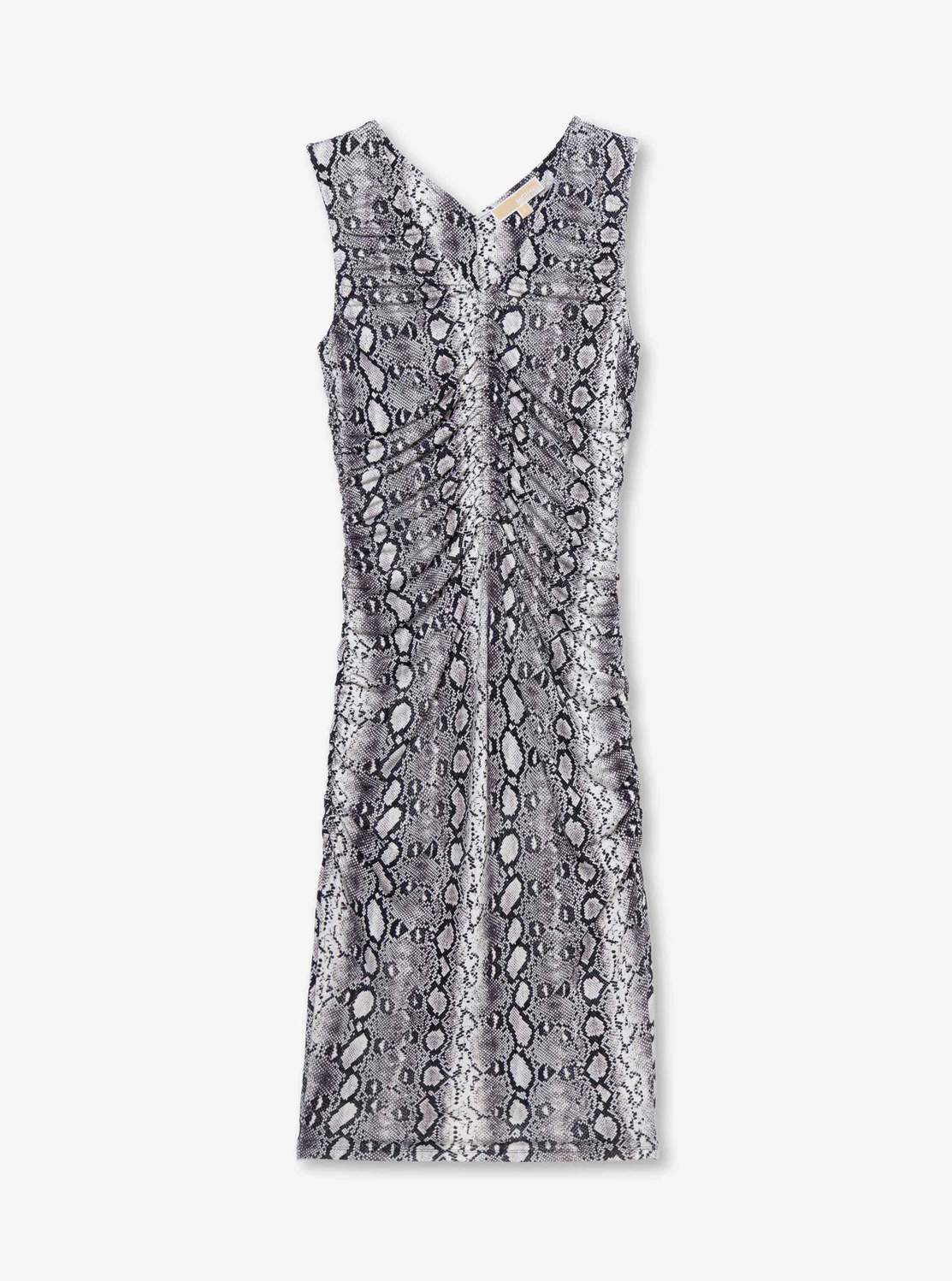 パイソンプリント ルーシュ ミディドレス