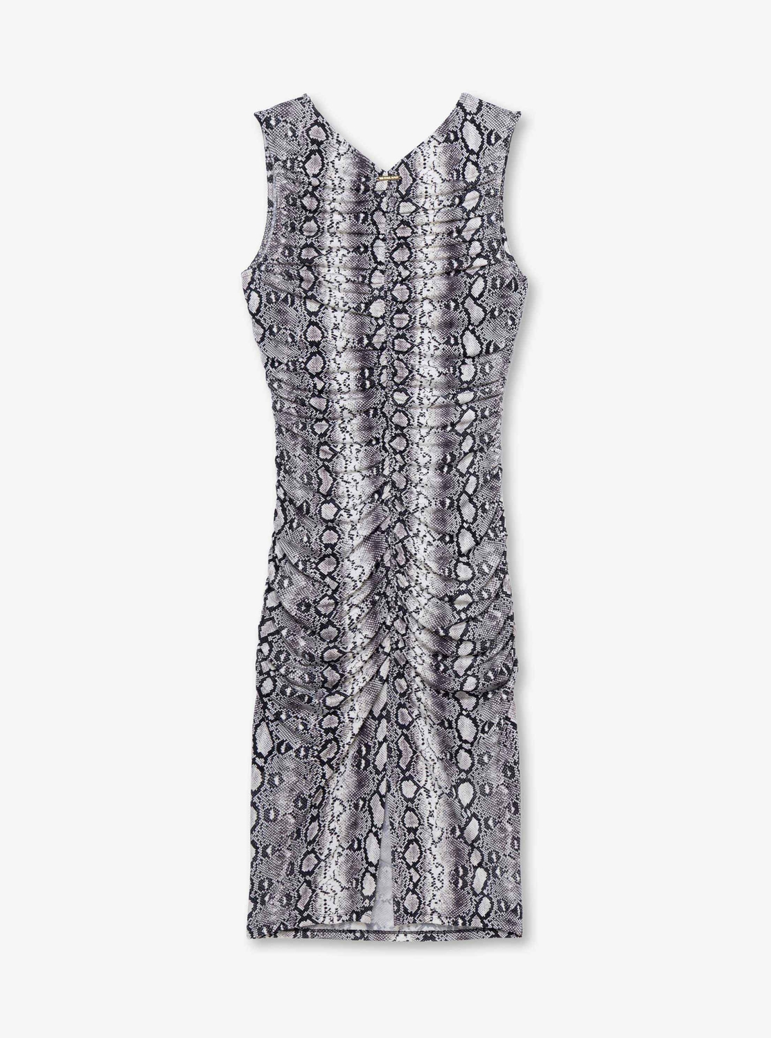 パイソンプリント ルーシュ ミディドレス