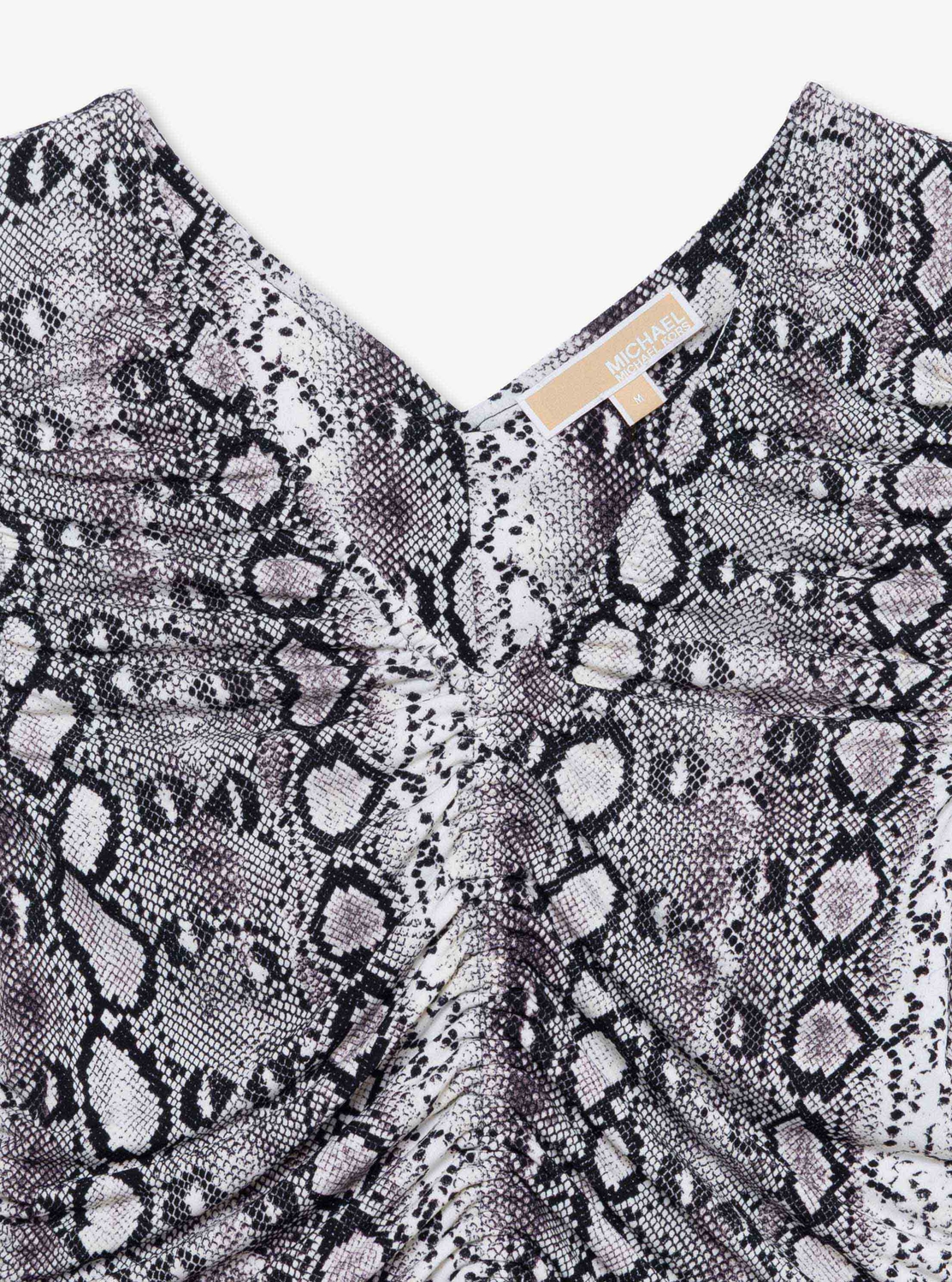 パイソンプリント ルーシュ ミディドレス