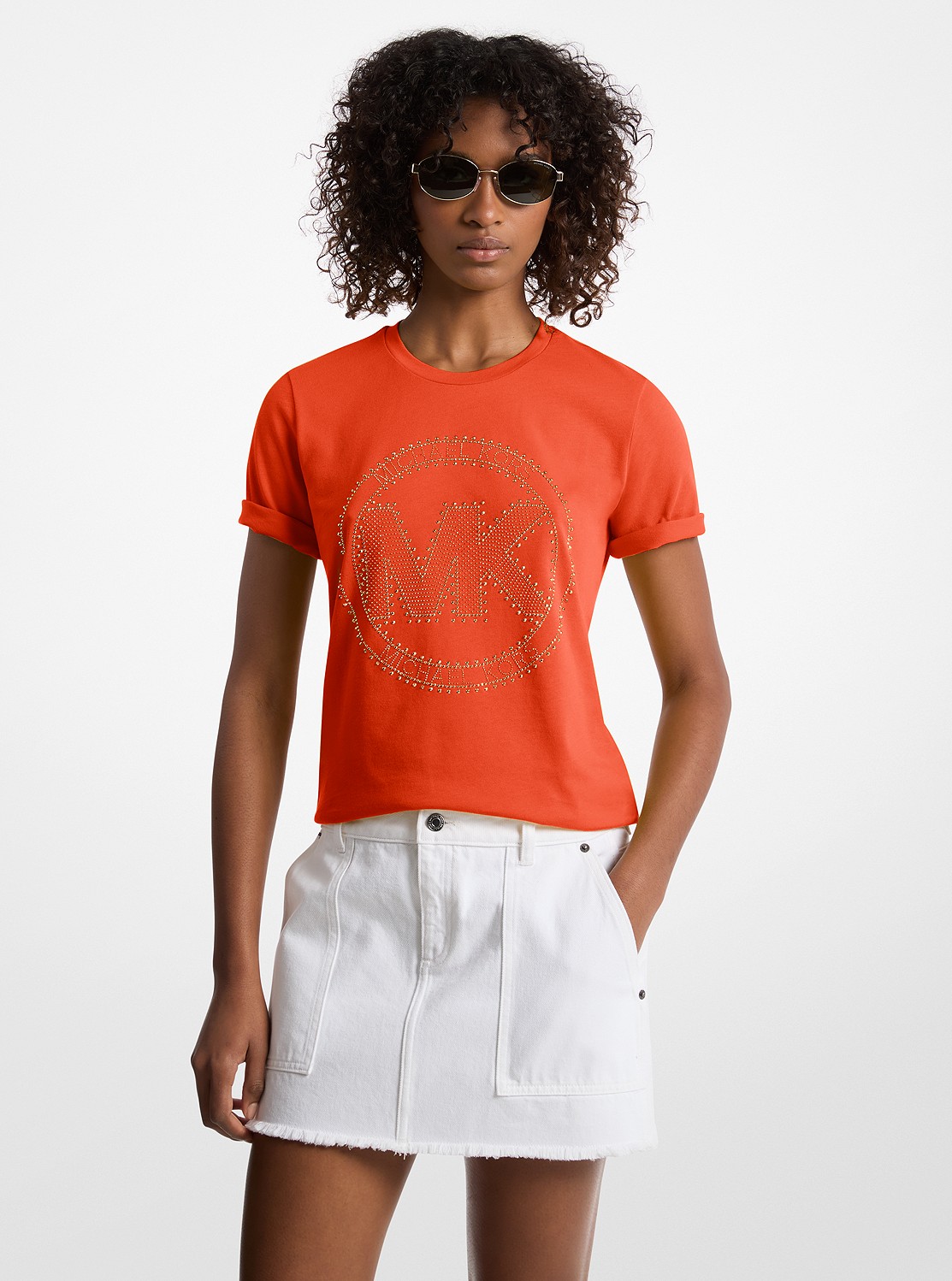 ☆MICHAEL KORS☆ ラインストーン MK サークル ロゴ Tシャツ セール】ラインストーン MK サークル ロゴ Tシャツ（Tシャツ