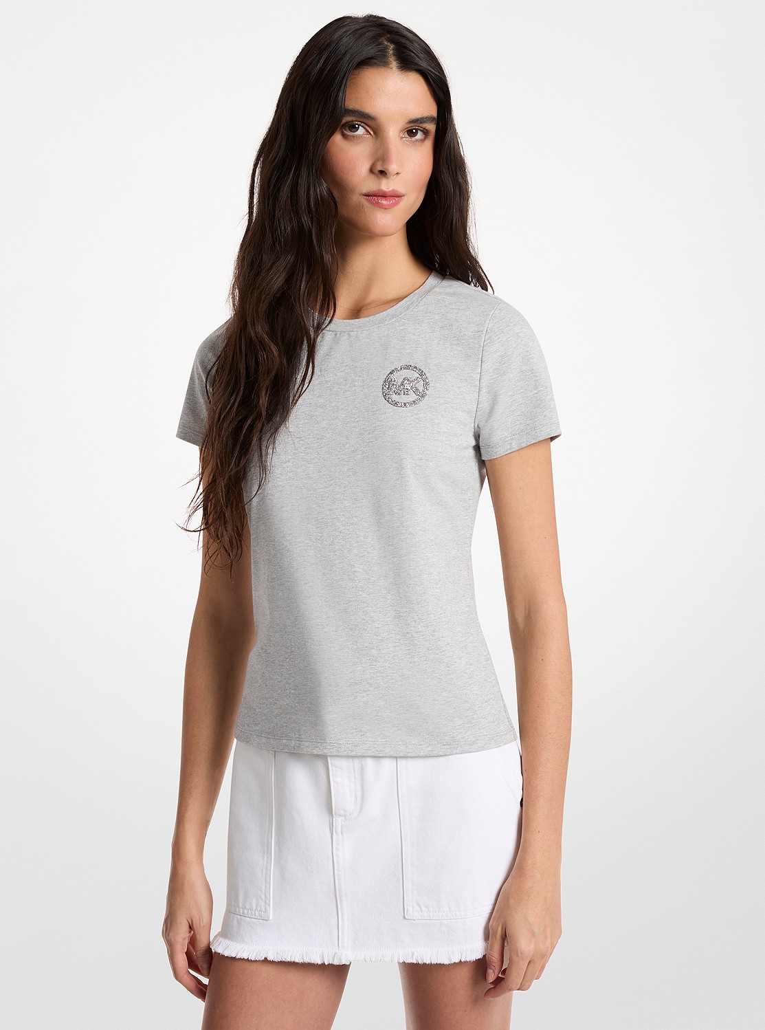 エンブリッシュ ロゴ ストレッチ コットン ジャージー Tシャツ