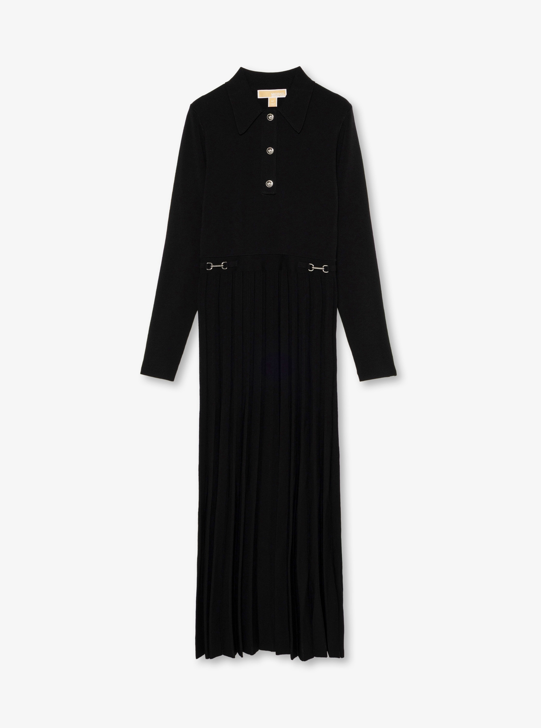 公式アウトレット】ロングスリーブ スナップ ミディ ポロドレス