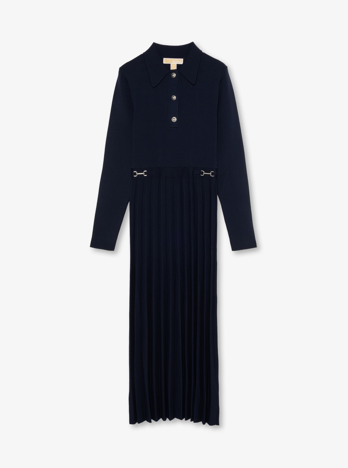 公式アウトレット】ロングスリーブ スナップ ミディ ポロドレス