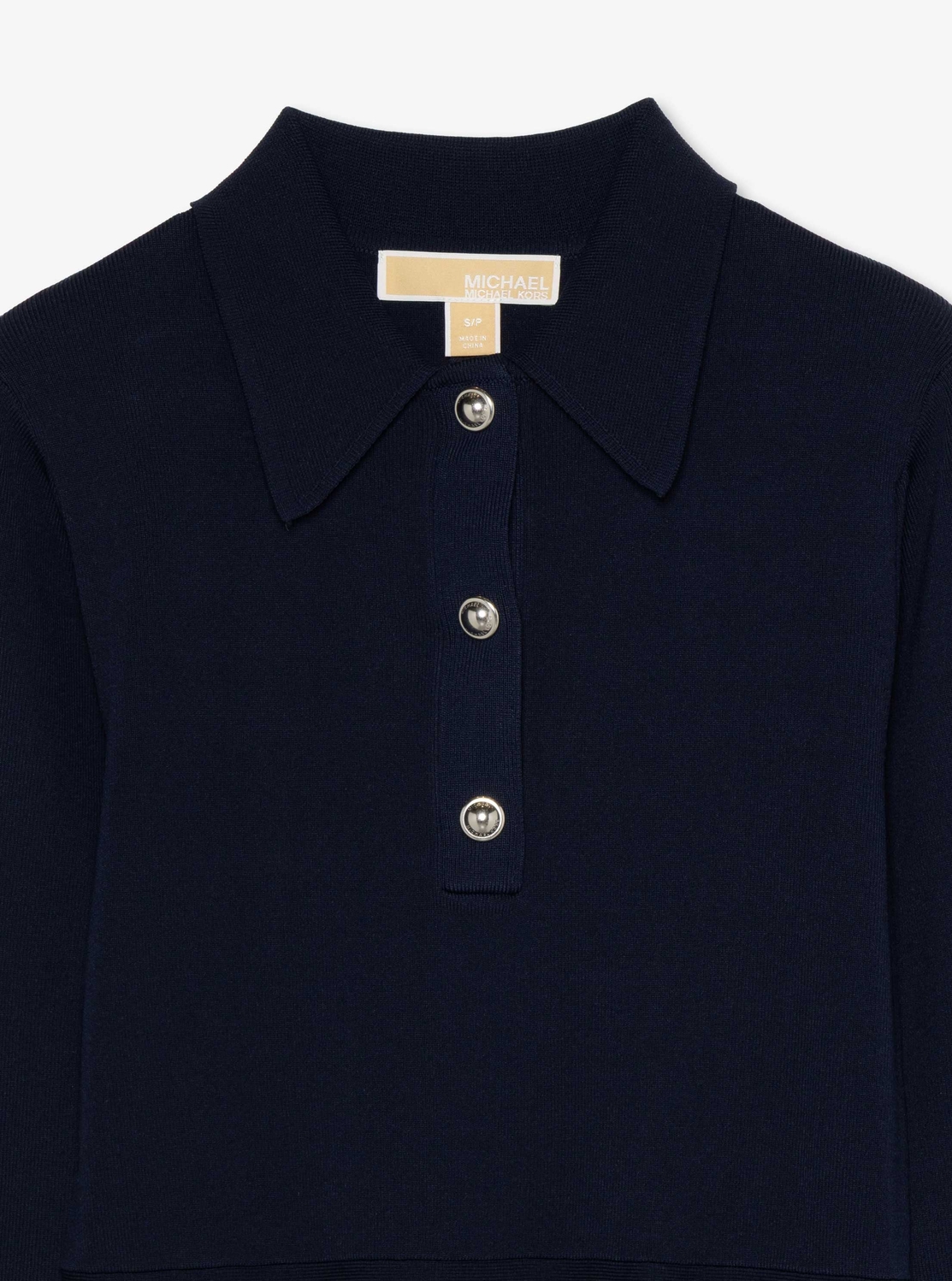 公式アウトレット】ロングスリーブ スナップ ミディ ポロドレス