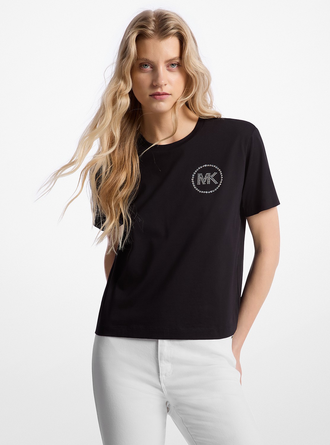 ☆MICHAEL KORS☆ ラインストーン MK CHARM Tシャツ 公式アウトレット】ラインストーン MK CHARM Tシャツ