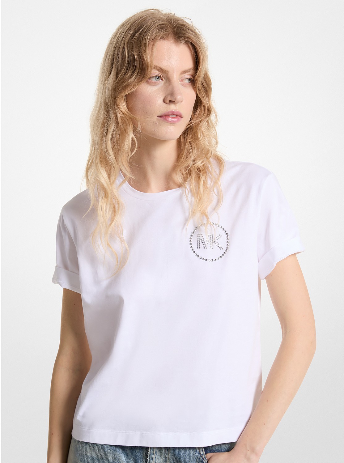 公式アウトレット】ラインストーン MK CHARM Tシャツ