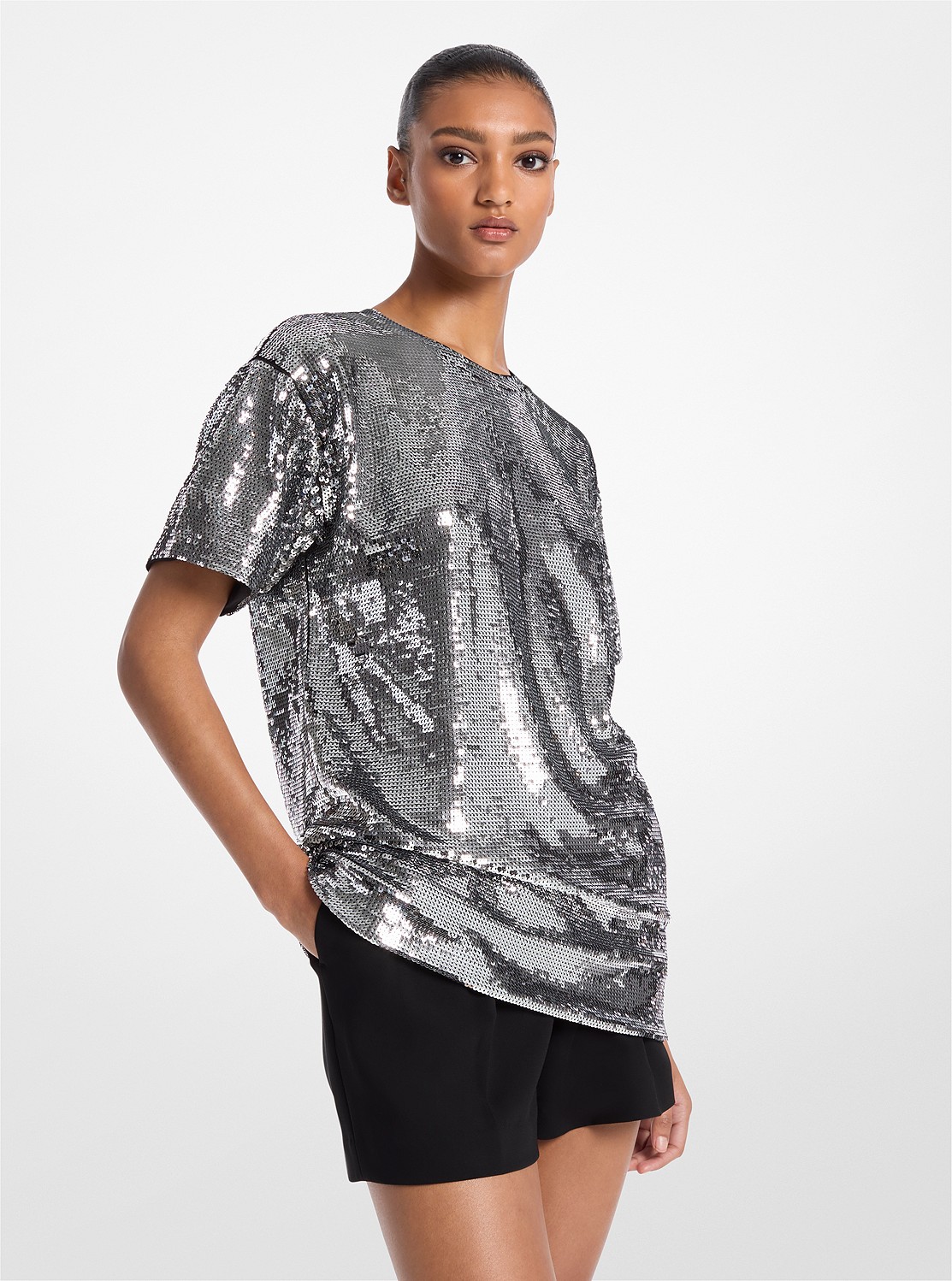 シークイン オーバーサイズ Tシャツ