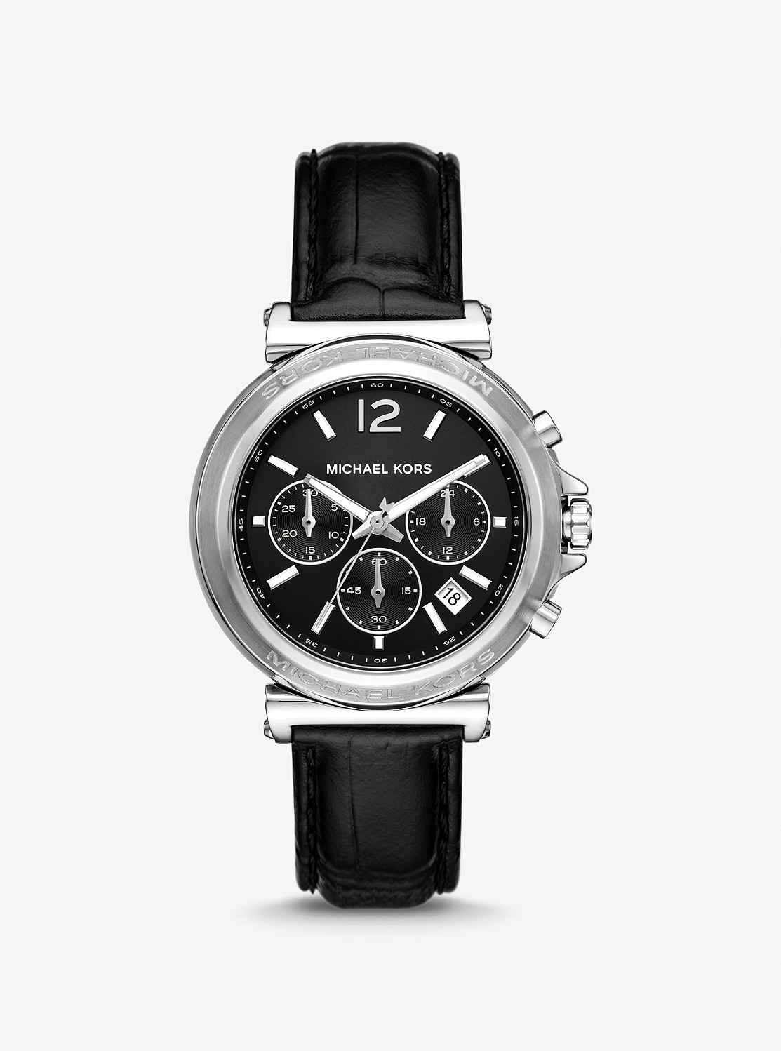 【アプリ先行価格】MAREN オーバーサイズ シルバートーン クロコダイル エンボスレザー ウォッチ