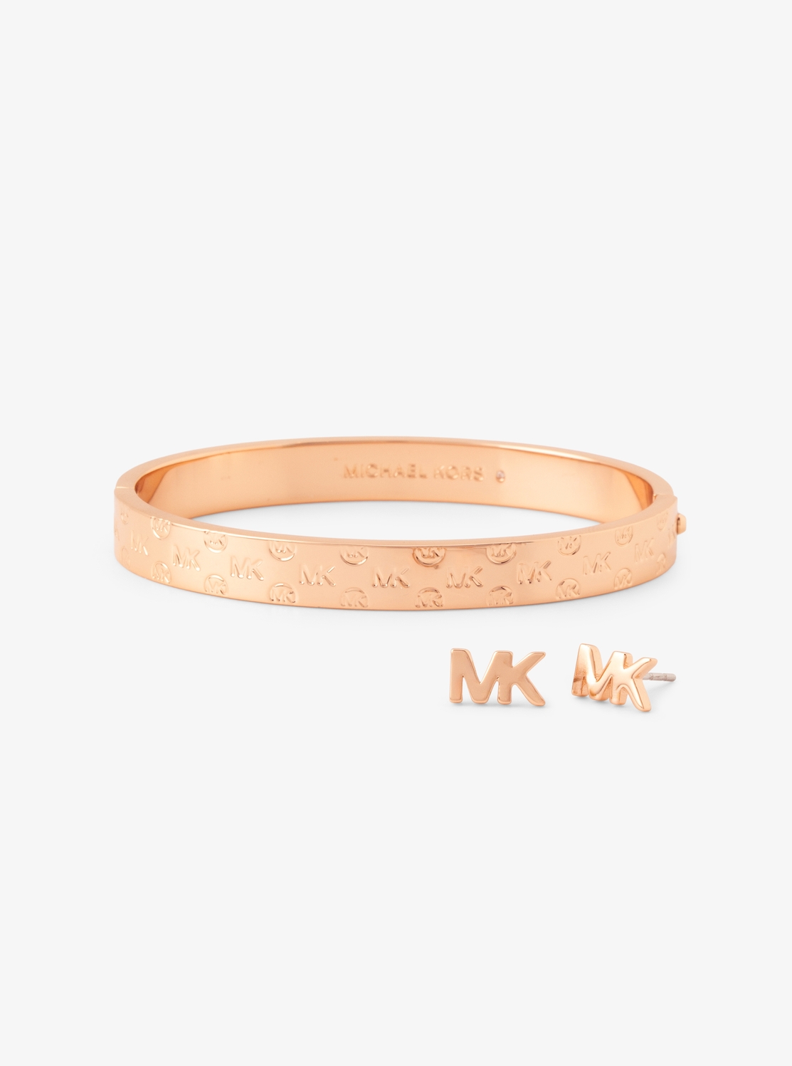 【即発送】◆MICHAEL KORS マイケルコース◆MKロゴ バングル 公式アウトレット】MK ロゴ エングレーヴ バング & ピアス