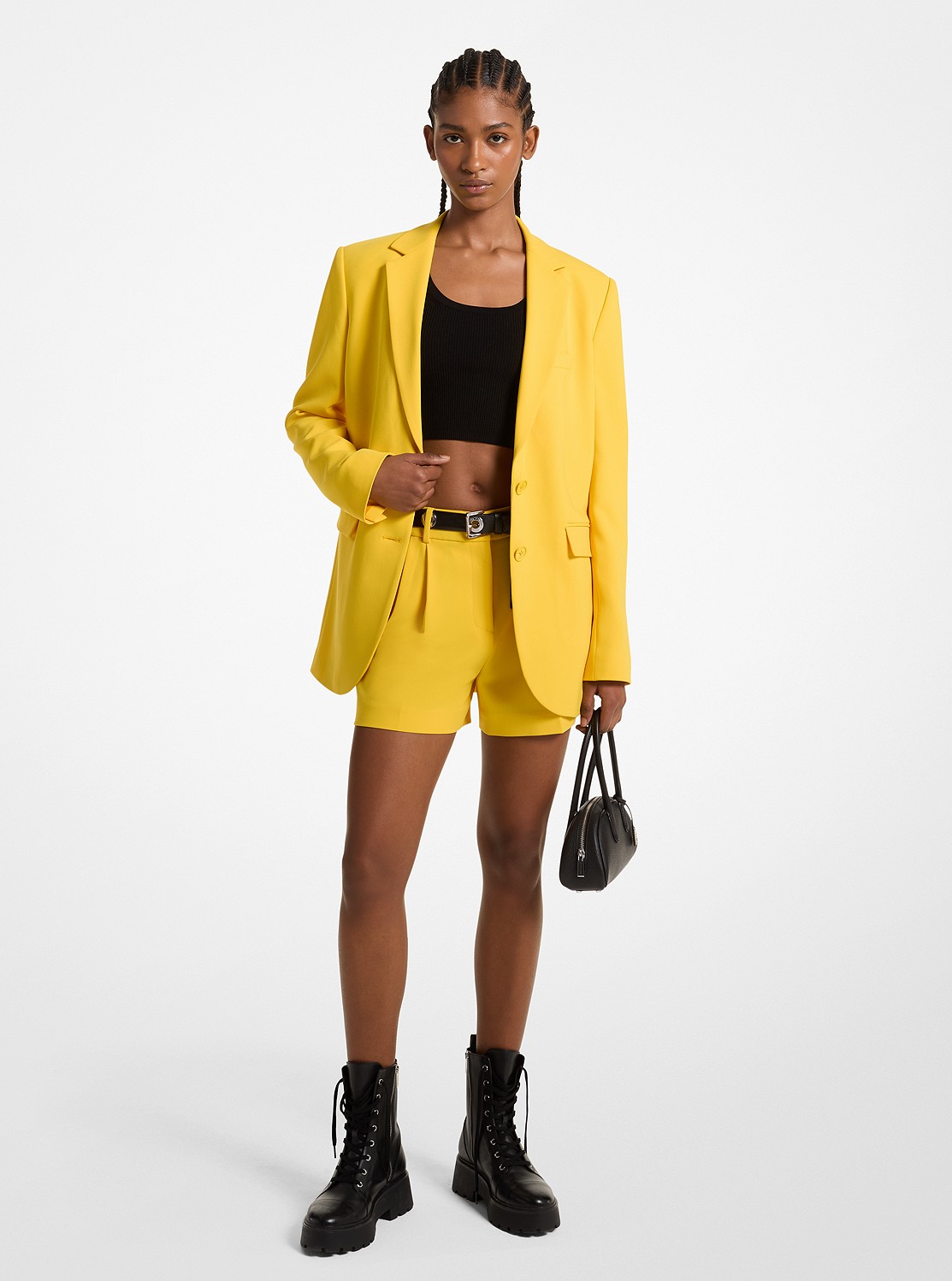 Michael Kors フェザー トリム クレープ ボーイフレンド ブレザー 公式アウトレット】クレープ ボーイフレンド ブレザー