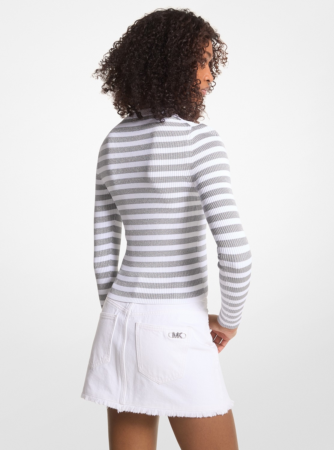 公式アウトレット】ストライプ メタリックニット セーター - トップス