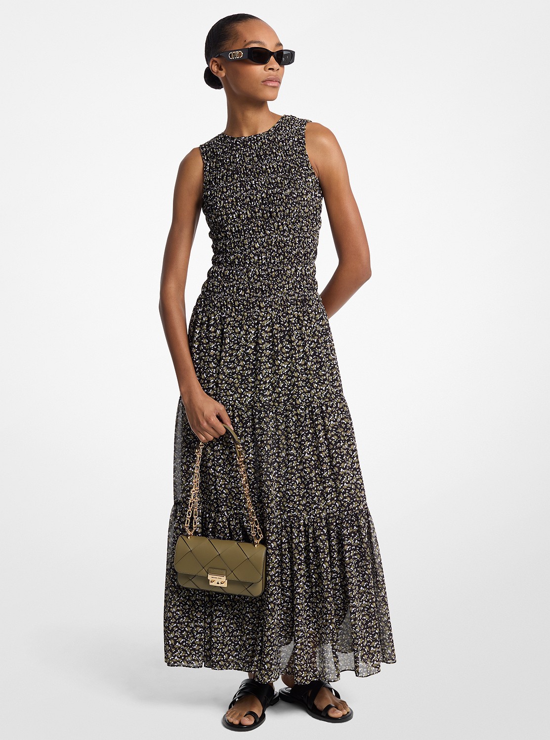 MICHAEL KORS スモックフローラルプリントジョーゼットドレス 公式アウトレット】フローラルプリント スモック ジョーゼット