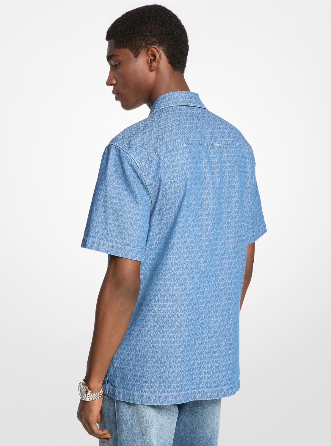 ロゴ シャンブレー ジャガード キャンプ シャツ