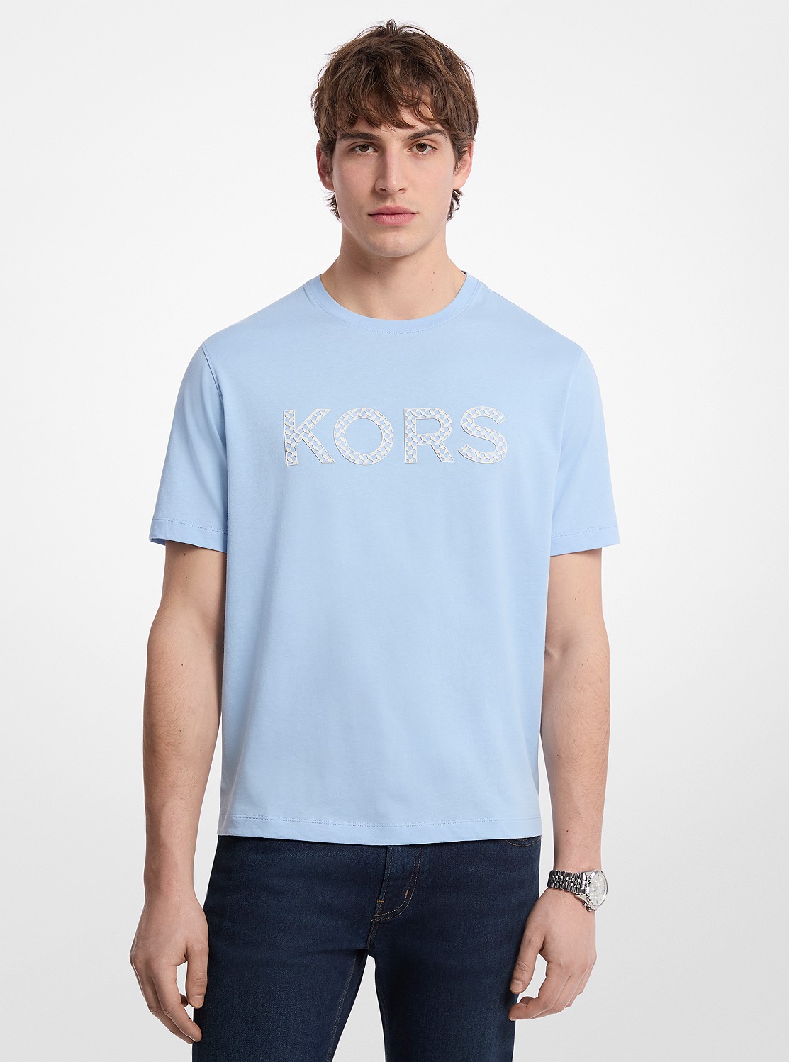 ジオメトリック プリント ロゴ コットン Tシャツ