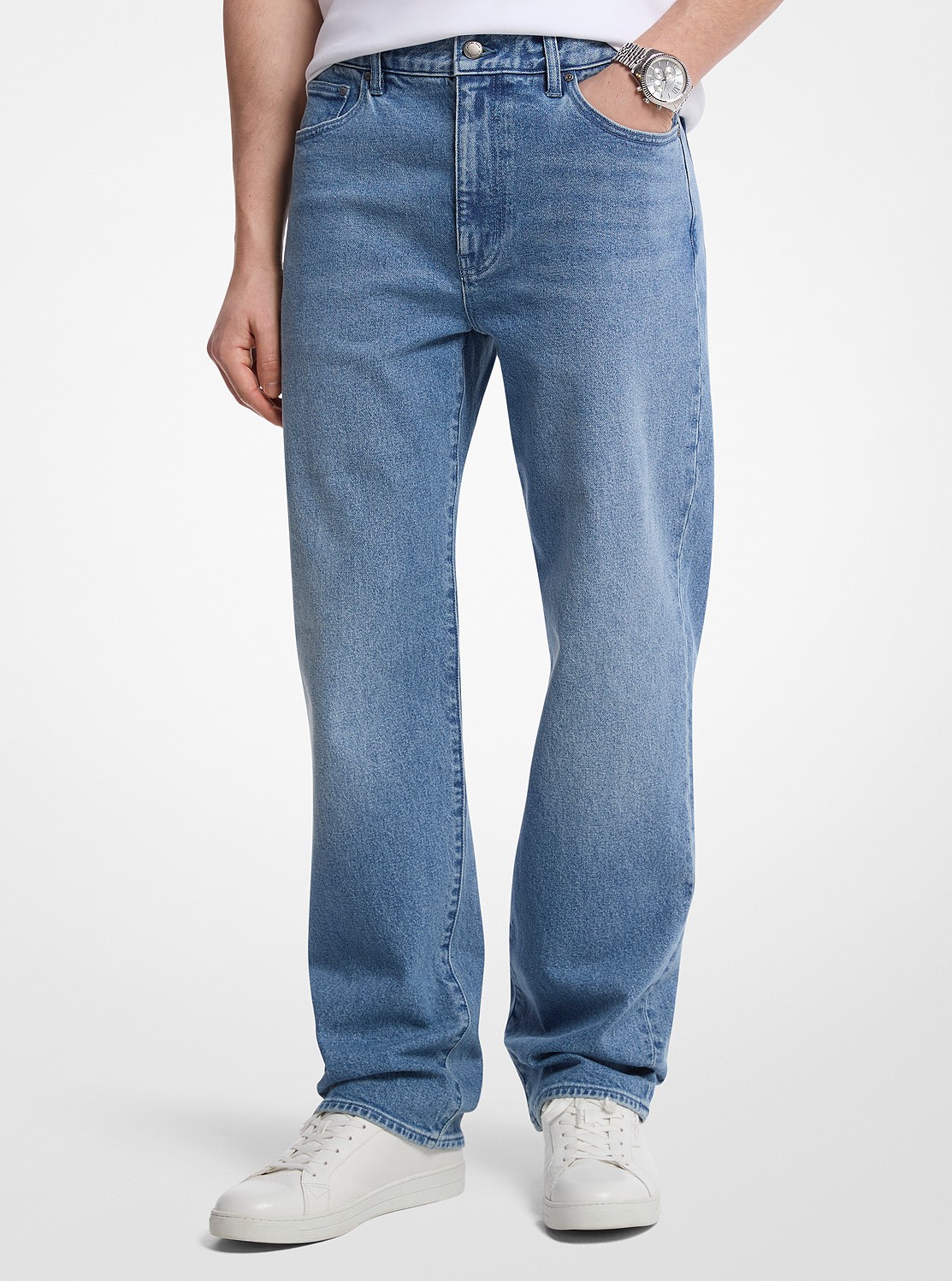 【関税&送料込】Michael By Michael Kors Straight Leg Jeans Michael Michael Kors straight-leg chain-detail Jeans | Blue