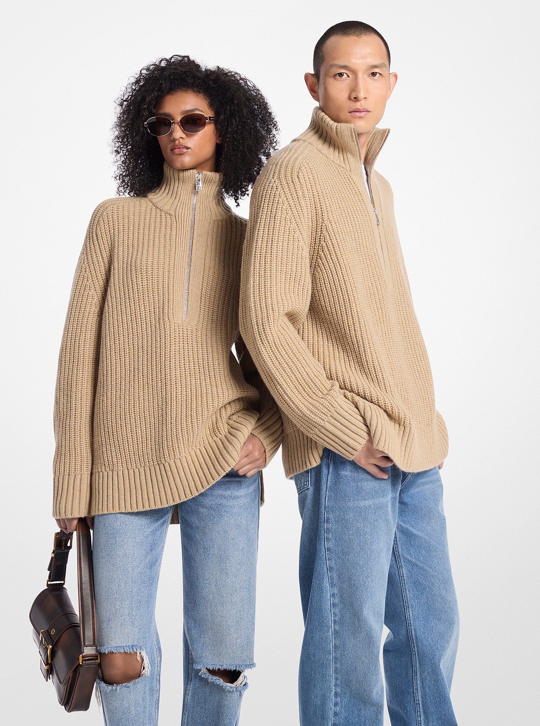 MICHAEL KORS - 新品:マイケルコース カシミアセーター 公式アウトレット】ユニセックス ウールカシミアブレンド ハーフ