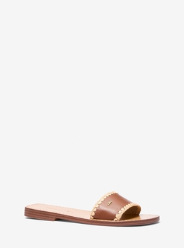 Michael Kors☆ 光沢スタッズ・本革レザー・フラットサンダル Michael Kors☆ 光沢スタッズ・本革レザー・フラットサンダル