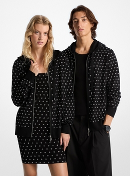 MICHAEL KORS マイケルコース ロングスリーブ ジップアップ フーディ 公式アウトレット】ロゴテープ コットンブレンド ジップアップ